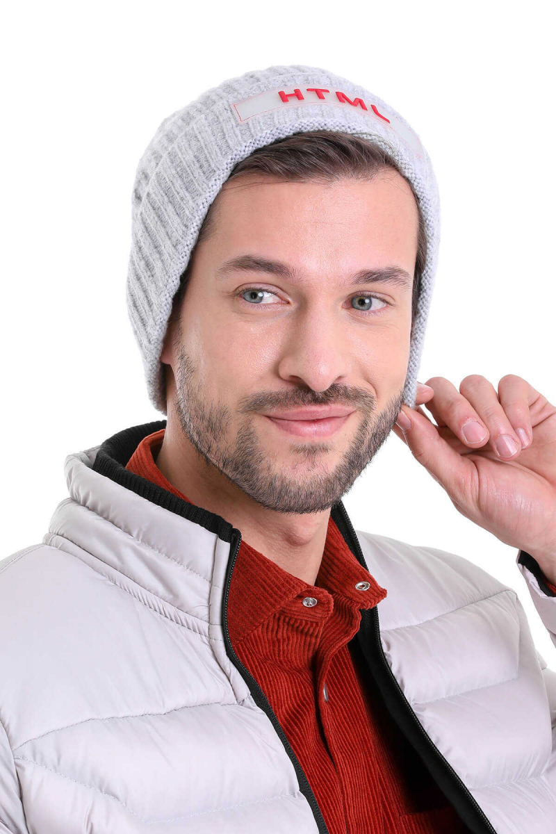 Gri Pamuklu Örgü Bere - HTML (1)