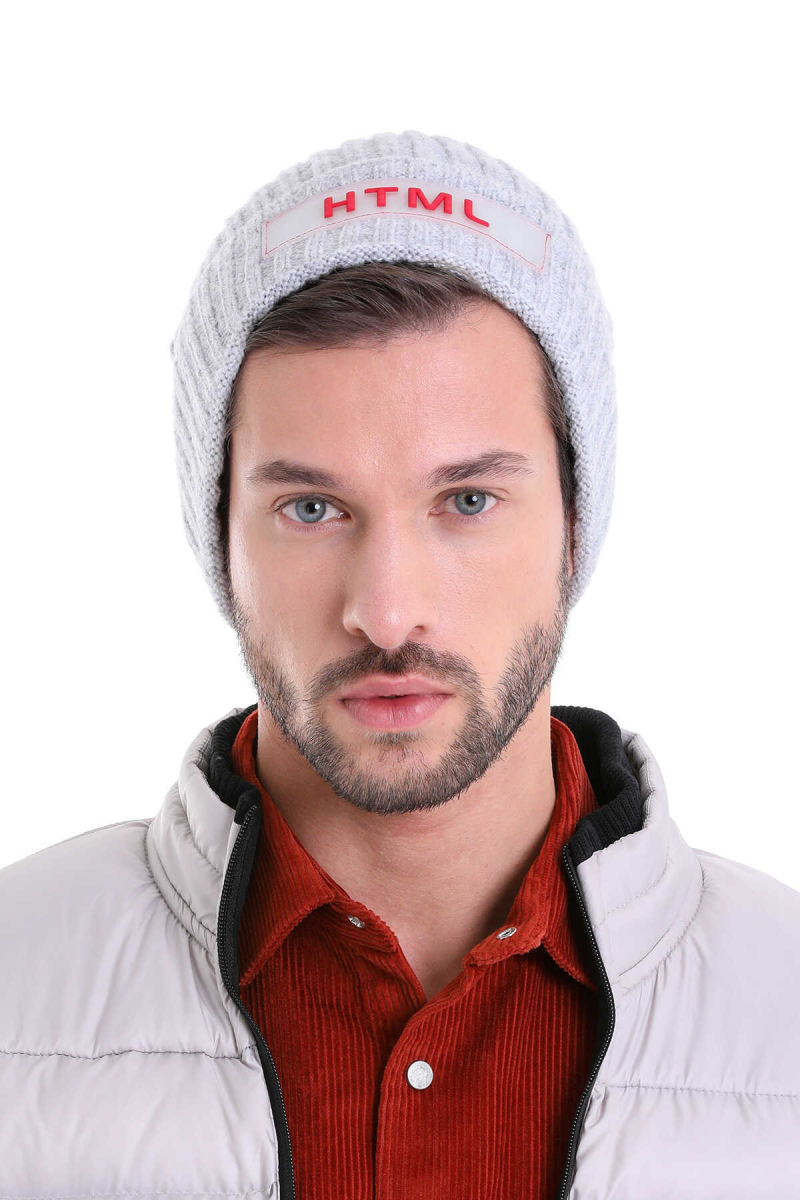 Gri Pamuklu Örgü Bere - HTML (1)