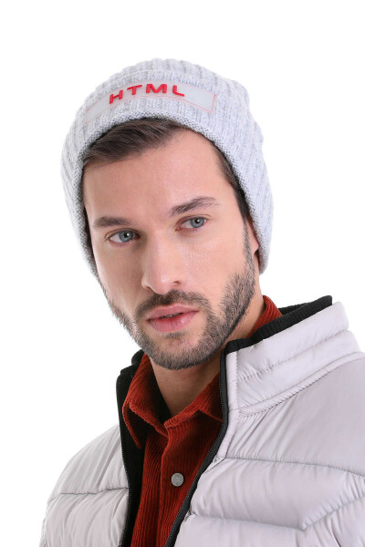 Gri Pamuklu Örgü Bere - 5