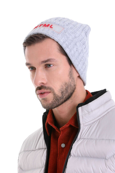 Gri Pamuklu Örgü Bere - 6