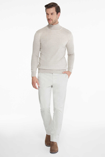 Gri Regular Fit Düz Pamuklu Yandan Cep Kanvas Pantolon - 2