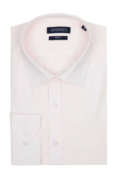 Pembe Slim Fit Pamuklu Slim Yaka Uzun Kollu Klasik Gömlek 