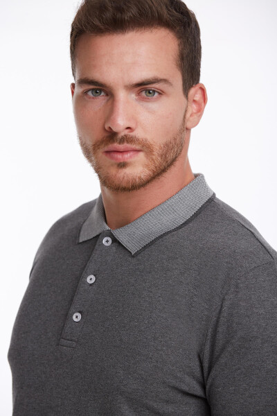 Antrasit Regular Fit 100% Pamuk Polo Yaka Tişört - 8