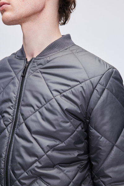 Antrasit Regular Fit Bomber Yaka Kapitone Mont - 8