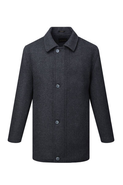 Antrasit Regular Fit Bebe Yaka Yünlü Kaban 