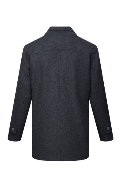 Antrasit Regular Fit Bebe Yaka Yünlü Kaban - 3