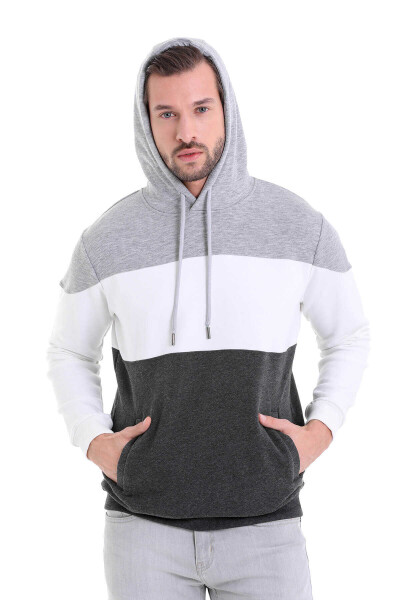 Antrasit Regular Fit Pamuklu Kapüşonlu Kanguru Cepli Sweatshirt - 2