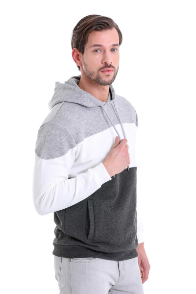 Antrasit Regular Fit Pamuklu Kapüşonlu Kanguru Cepli Sweatshirt - 4
