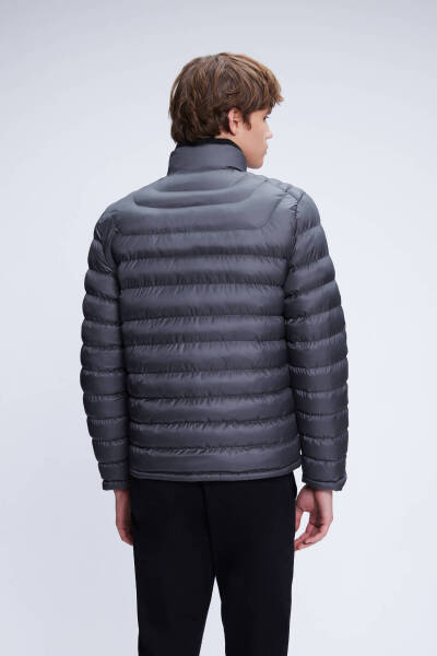 Antrasit Regular Fit Hakim Yaka Şişme Mont - 5