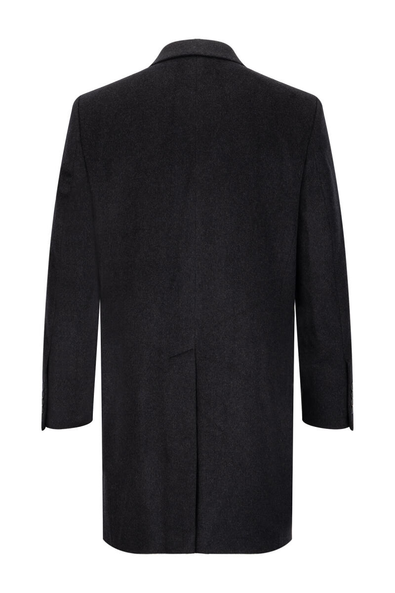 Antrasit Slim Fit Ceket Yaka Yünlü Kaşe Palto - Saykı (1)