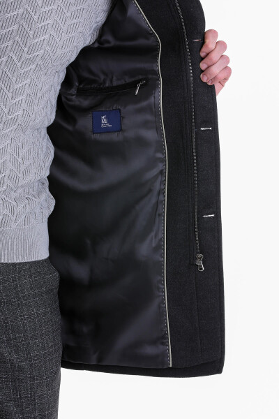 Antrasit Slim Fit Hakim Yaka Palto - 5