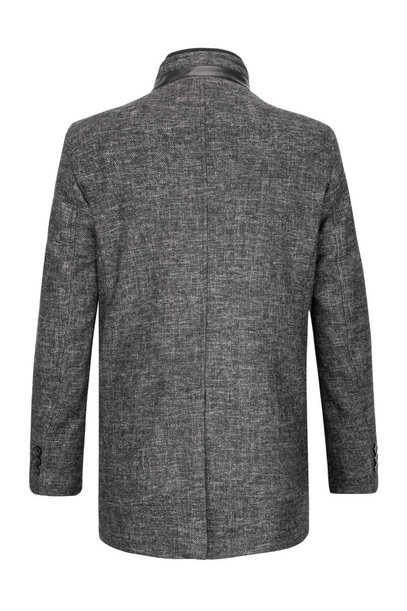 Antrasit Slim Fit Hakim Yaka Yünlü Kaşe Palto - Saykı (1)