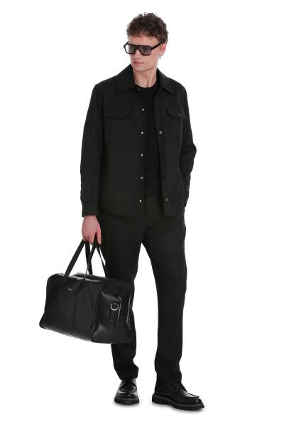 Antrasit Slim Fit Mono Yaka Casual Overshirt Takım 