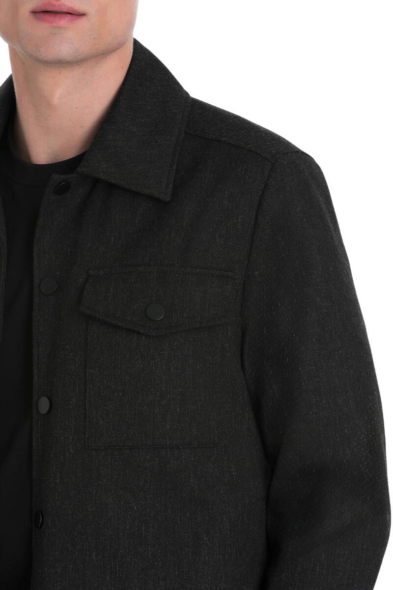 Antrasit Slim Fit Mono Yaka Casual Overshirt Takım - Hatemoğlu (1)