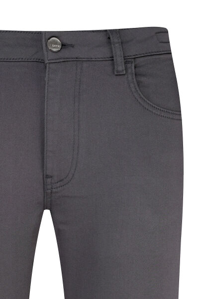 Antrasit Slim Fit Pamuklu 5 Cep Kanvas Pantolon - 2