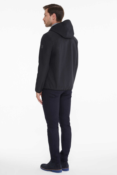 Antrasit Slim Fit Kapüşonlu Polar Mont - 17