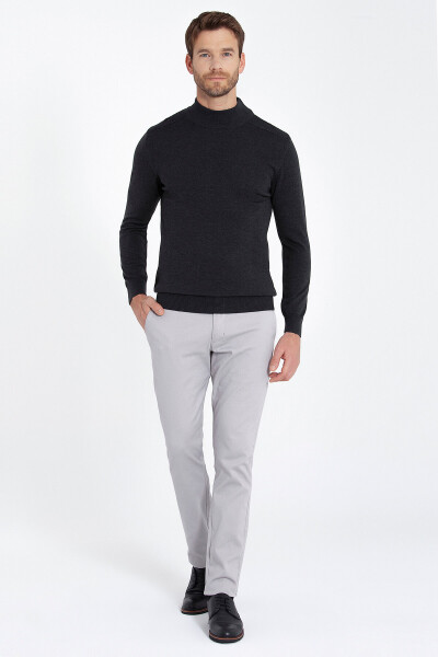 Antrasit Regular Fit Yarım Balıkçı Yaka Pamuklu Triko Kazak - 13