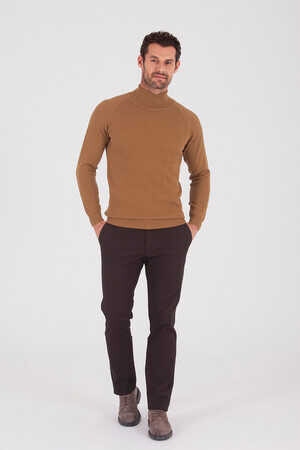 Balıkçı Yaka Hardal Triko Kazak - 5