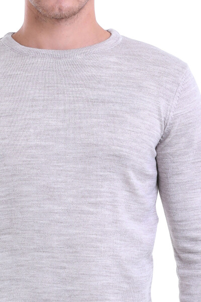 Bej Regular Fit Düz Bisiklet Yaka Triko Kazak - 4