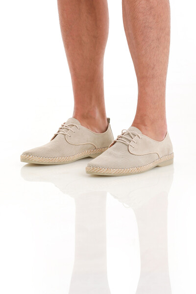 Bej Casual Bağcıklı Süet Ayakkabı - 2
