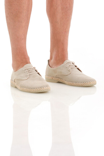Bej Casual Bağcıklı Süet Ayakkabı - 3