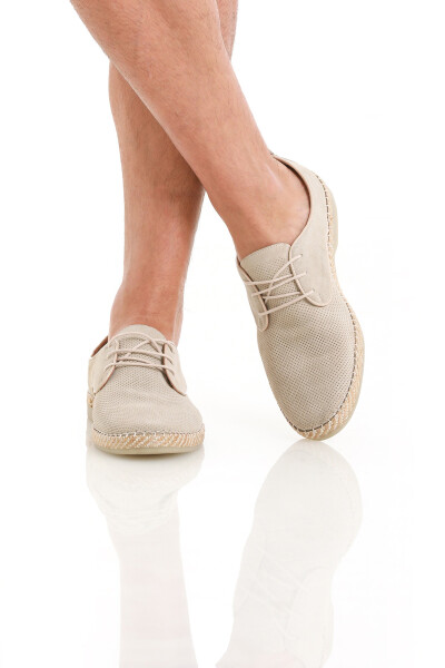 Bej Casual Bağcıklı Süet Ayakkabı - 4