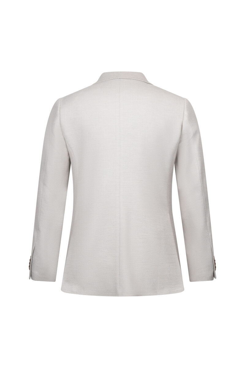 Bej Comfort Fit Sivri Yaka Desenli Klasik Ceket - Hatemoğlu (1)