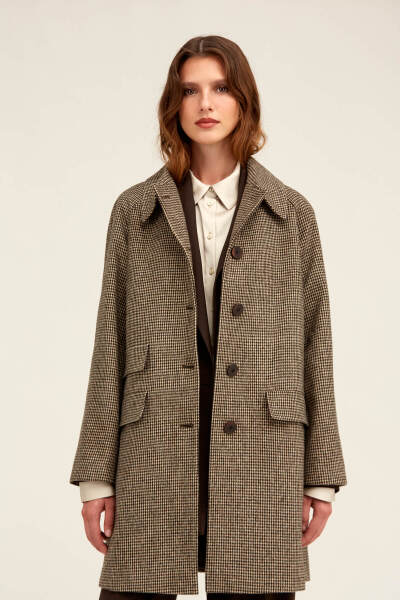 Saykı Woman Bej Dinamik Fit Bebe Yaka Kaşe Manto - 2