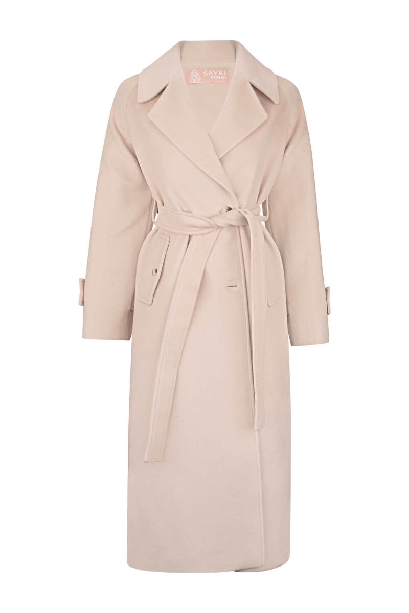 Saykı Woman Bej Dinamik Fit Ceket Yaka Kaşe Yünlü Manto - Saykı Woman (1)