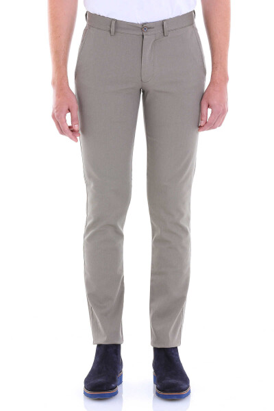 Yeşil Dinamik Fit Desenli Pamuklu Yandan Cep Kanvas Pantolon - 2