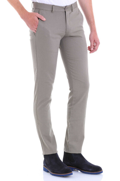 Yeşil Dinamik Fit Desenli Pamuklu Yandan Cep Kanvas Pantolon - 3