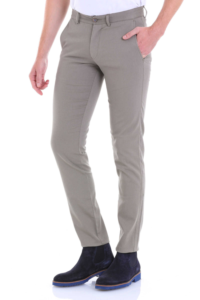 Yeşil Dinamik Fit Desenli Pamuklu Yandan Cep Kanvas Pantolon - Hatem Saykı (1)