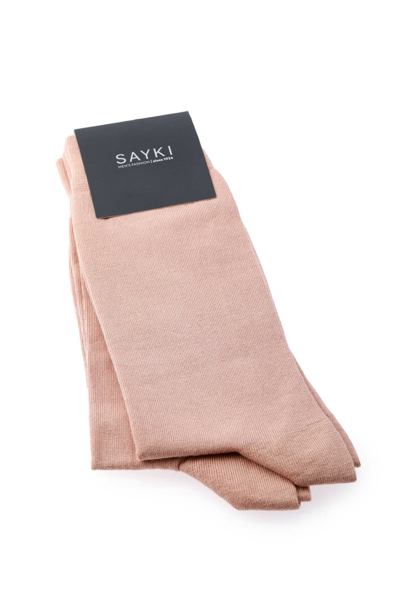 Bej Pamuklu Dikişsiz İkili Bambu Soket Çorap - Hatem Saykı