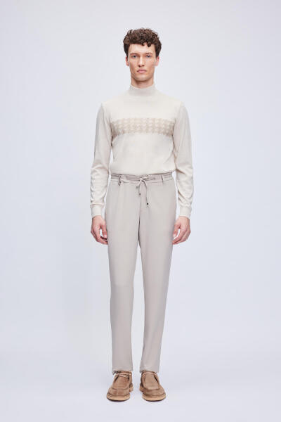 Bej Rahat Kesim Yandan Cepli Jogger Pantolon - Hatemoğlu