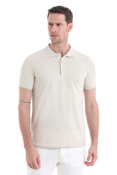 Bej Regular Fit 100% Pamuklu Polo Yaka Tişört - 3