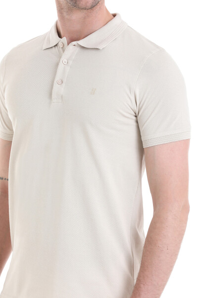 Bej Regular Fit 100% Pamuklu Polo Yaka Tişört - 5