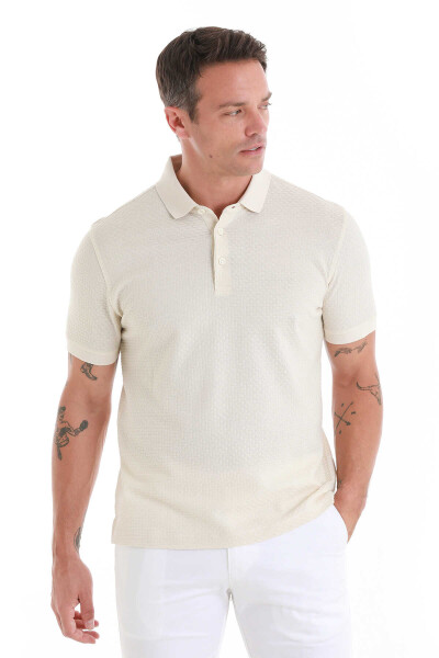 Bej Regular Fit Merserize Polo Yaka 100% Pamuk Tişört - 3