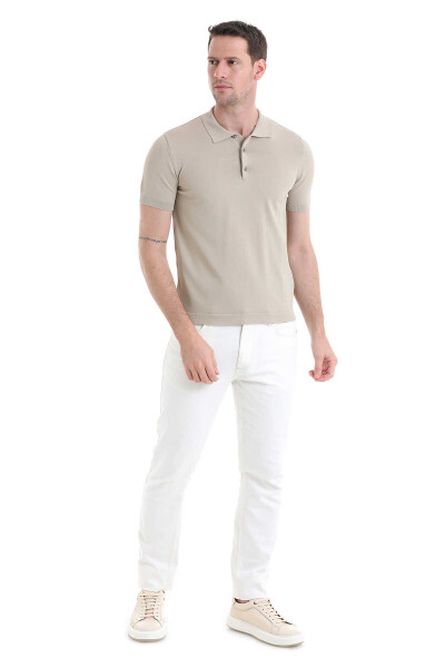 Bej Regular Fit Polo Yaka Rayon Tişört - 2