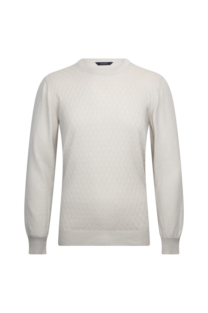 Bej Regular Fit Jakarlı Bisiklet Yaka Yünlü Triko Kazak - Hatemoğlu