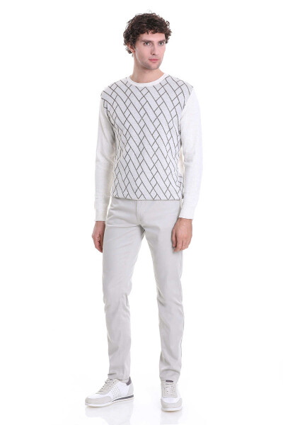 Bej Regular Fit Jakarlı Bisiklet Yaka Yünlü Triko Kazak - 2