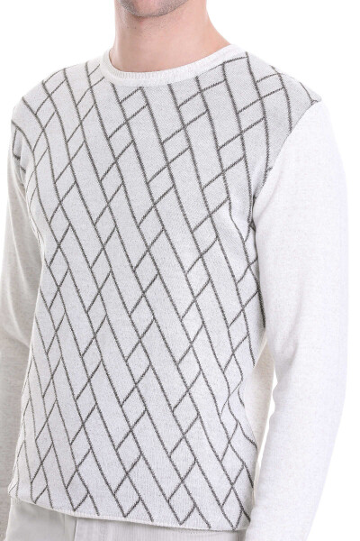 Bej Regular Fit Jakarlı Bisiklet Yaka Yünlü Triko Kazak - 5