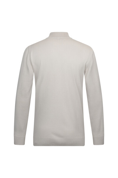 Bej Regular Fit Jakarlı Çeyrek Balıkçı Yaka Yünlü Triko Kazak - 2