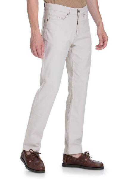 Bej Regular Fit Pamuklu 5 Cep Kanvas Pantolon - 3