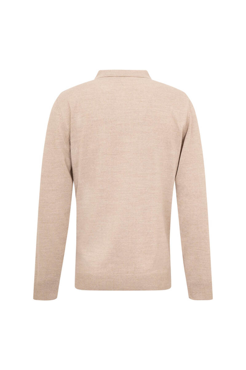 Bej Regular Fit Polo Yaka Yünlü Kazak - Hatemoğlu (1)