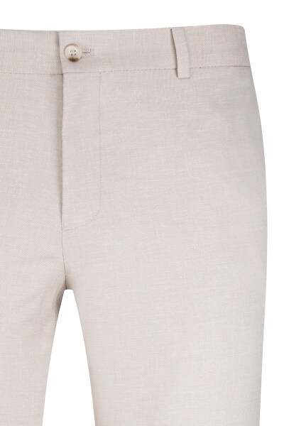 Bej Regular Fit Yandan Cepli Keten Pantolon - 2
