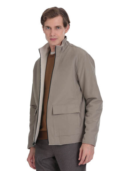 Bej Regular Fit Yarım Balıkçı Yaka Baharlık Mont - 8