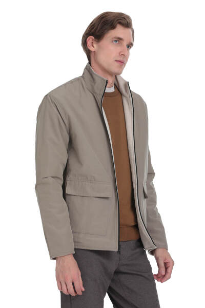 Bej Regular Fit Yarım Balıkçı Yaka Baharlık Mont - 10