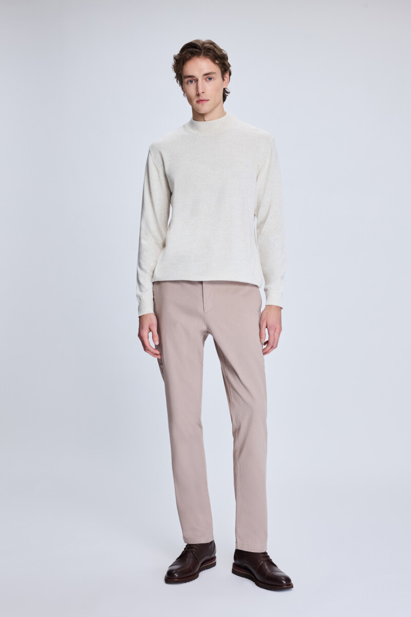 Bej Regular Fit Yarım Balıkçı Yaka Yünlü Triko Kazak - Hatemoğlu (1)