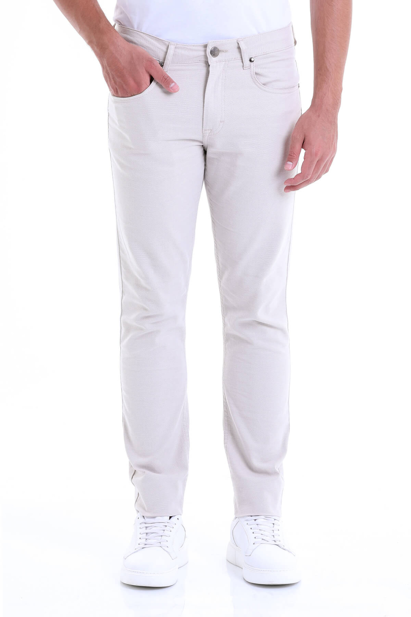 Bej Regular Fit Pamuklu 5 Cep Kanvas Pantolon - Hatemoğlu (1)