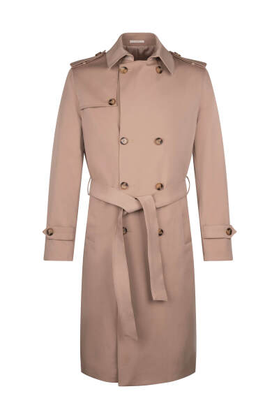 Bej Slim Fit Pamuklu Trençkot - 1